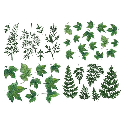 SanerLian Green Fern Temporary Tattoo Sticker Waterproof Plant Leaf Sunflowers Adult Men Women Vintage 15X11cm Set of 4 (SF254)