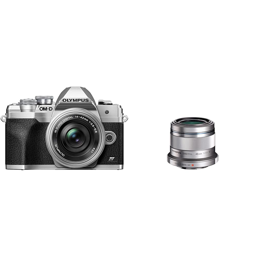 Olympus OM-D E-M10 Mark IV Micro-Four-Thirds-Systemkamera-Kit & M.Zuiko Digital 45mm F1.8 Objektiv, lichtstarke Festbrennweite