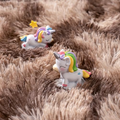 5x7 Shag Area Rug - Fluffy Fuzzy Nursery Kids Girls Room Rug - Soft Plush Furry Bedside Carpet - Tie-Dyed Brown