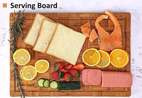 Mc69 20 Pieces German Knives Block Set With Built-In Sharpener + Mcw12 Bamboo Cutting Board(Large, 17"X12"X1") #TOP7