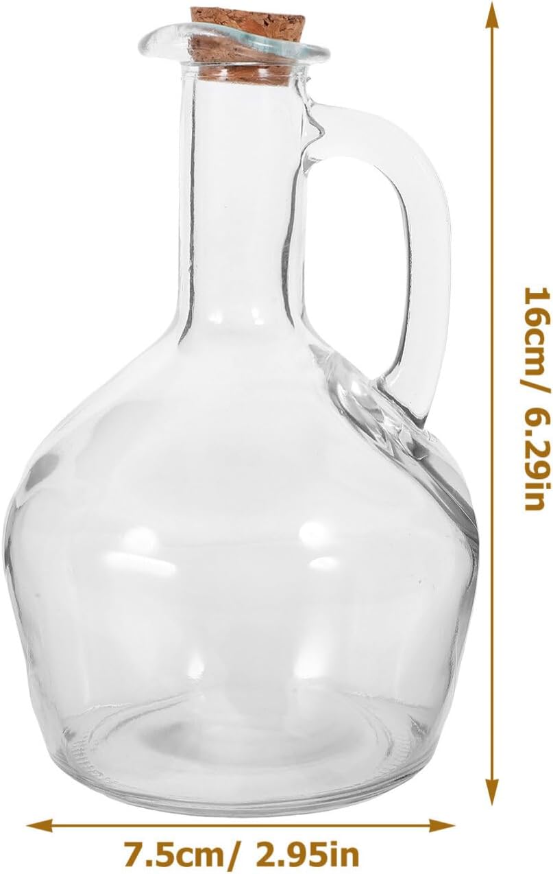 Glass Oil Dispenser with Handle and Precision Spout Multi-Functional Seasoning Bottle for Soy Sauce Vinegar and Kitchen Sauces 6.29X2.95 Inch Transparent Container