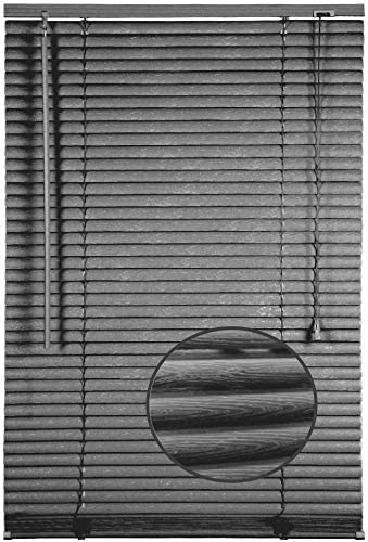 Ruby Deals PVC Venetian Blind Blinds Window 25mm Thin Slats Kitchen Window Blinds Treatments Easy Fit Curtains Trimmable Fittings Home Office(Grey Embossed 150W x 213H cm) — image 1