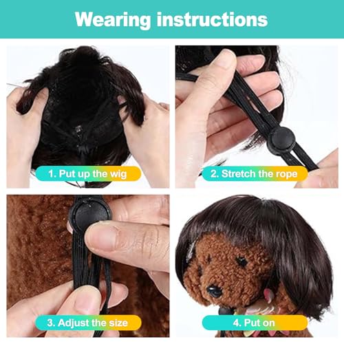 Peluca ajustable para mascotas talla mediana a grande miniatura 6