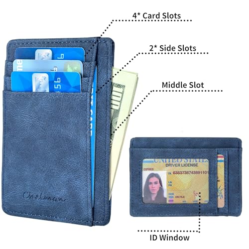 Image of Chelmon Slim Wallet for Men, Minimalist Front Pocket RFID Blocking Credit Card Holder