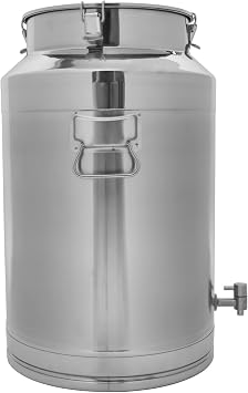 20Gal 304 Stainless Steel Sealed Milk Jug w/Faucet & Locking Lid - Commercial Food Storage Bucket for Milk, Oil, Grain 20 Gal