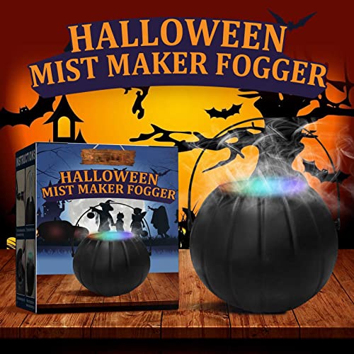 Gigesute Brumisateur de Chaudron de sorcière d'halloween, avec 12 lumières LED, brumisateurs d'étang de Jardin de Fontaine d'eau de 7 Couleurs, humidificateur d'atomiseur de Machine d'halloween Cover