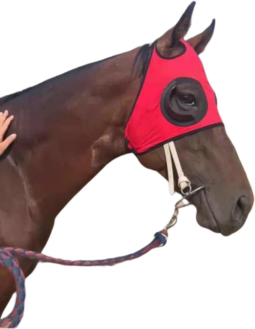 Adjustable Horse Fly Masks - Focus Aid for Racing & Training,Super Comfort Stretchy Equestrian Eye mask Large Eye Space with UV Protection Soft on Skin with Breathability (RED)