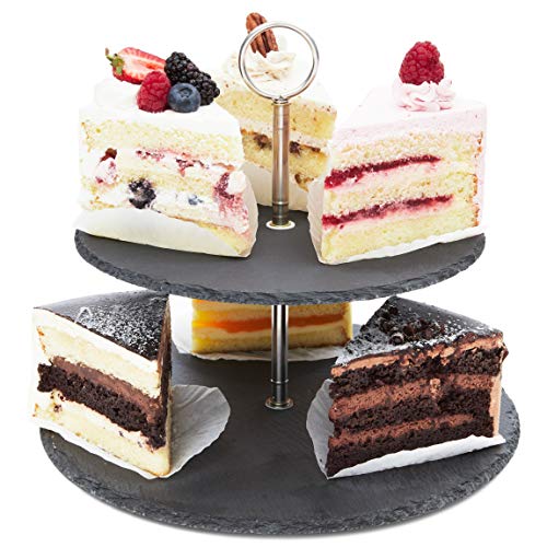 Farmlyn Creek Round Cake Stand Slate 2-Tier Dessert Display 118 x 98 in