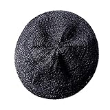 TENDYCOCO Straw Beret Hat Summer Woven Frech Hat Travel Beach Basque Beret Art Hat for Women Girls L