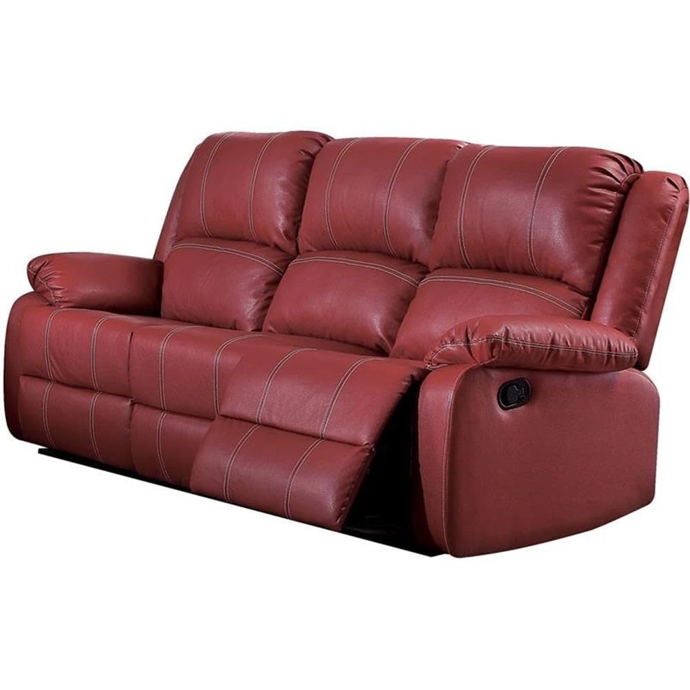Amazon.com: Acme Zuriel Faux Leather Motion Reclining Sofa in Red