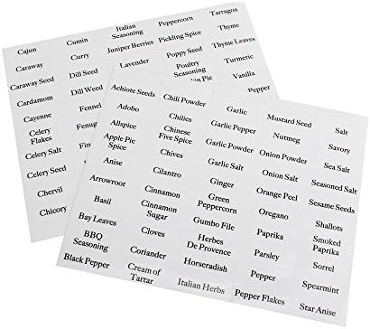 100 Spice Labels | 96 Most Common Spices + 4 Blank Labels by Contemporary Kitchen. Clear PVC Sticker and Black Lettering