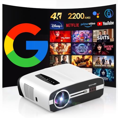Image of UHD LCD Google TV Projector, 2200 ANSI Lumens, Native 1080P Smart Projector 4K Decoding, WiFi 6 Bluetooth, Auto Focus & Keystone, Dolby Audio, NFC Cast, Home Theater & Outdoor Movie Projector