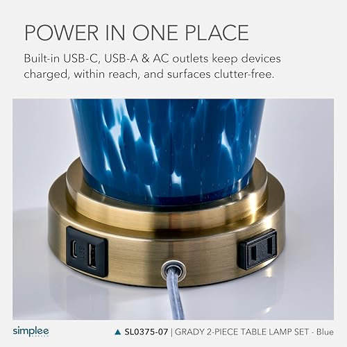 Adesso Set of 2 Dual-Light Table Lamps, USB Ports, AC Outlet, 24” by Adesso - Used condition - Image 3