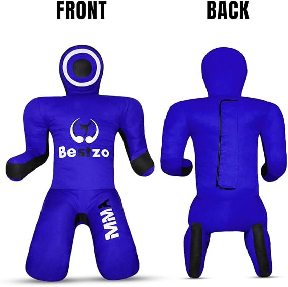MMA Grappling Dummy -Brazilian Jiu Jitsu Dummy Wrestling Grappling BJJ Dummy, Judo Punching Bag Throwing Dummy for Karate, Boxing Training Blue-UNFILLED