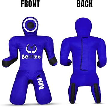 MMA Grappling Dummy -Brazilian Jiu Jitsu Dummy Wrestling Grappling BJJ Dummy, Judo Punching Bag Throwing Dummy for Karate, Boxing Training Blue-UNFILLED