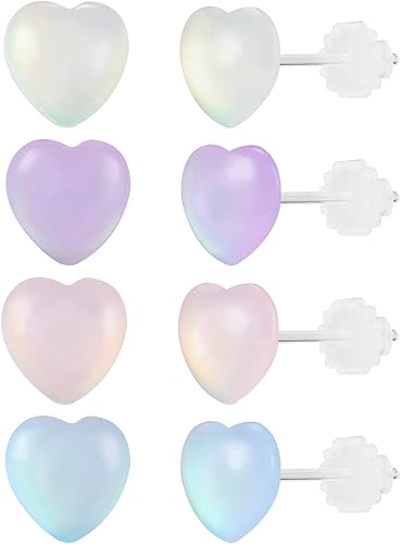 AoedeJ Juego de aretes de plástico coloridos, bonitos aretes transparentes kawaii, hipoalergénicos, para niñas y mujeres, paquete múltiple