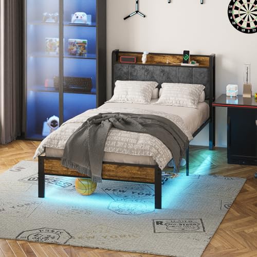ALBERTO Twin Size Bed Frame with USB Charging Station and Smart LED Lights by ALBERTO - Used condition - Image 3