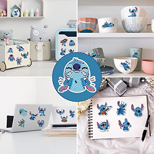 Tianhoo Diamond Painting Stickers Kits For Kids, Glow In The Dark Stickers, Gem Art Diamond Art Mosaic Stickers By Numbers Kits Stitch - 36Pcs #TOP3