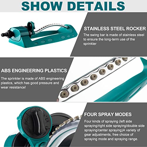 3 Pcs Oscillating Sprinkler Indestructible Lawn Sprinkler 4 Modes Water Sprinkler With 15 Hole Nozzles And Adjustable Range Control Covers Up To 1024 Square Feet For Patio Yard Garden Lawn #TOP3