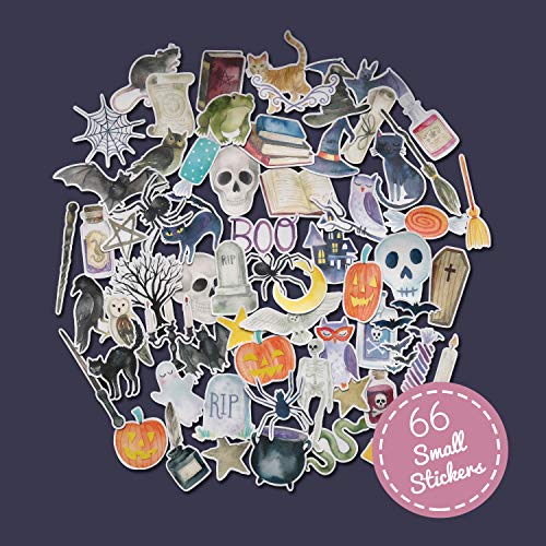 Navy Peony Spooky Witch Stickers (62 Pack) - Small, Cute, Waterproof And Durable | Scary Goth Decals For Water Bottles, Laptops, Scrapbook #TOP1