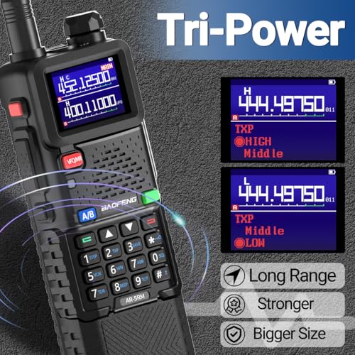 Image of Baofeng Radio Ham Radio 5RM 10W Long Range Handheld AR-5RM Two Way Radio NOAA Weather Receiver Rechargeable Walkie Talkies Longe Range DTMF Copy Frequency 999CH 3800mAh Battery with USB-C Charging