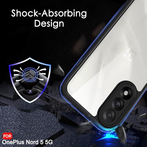 Image of TheGiftKart Hybrid Shockproof Back Cover Case for OnePlus Nord 5 5G | Camera Protection Module | Hard Back Cover Case for OnePlus Nord 5 5G (PC & TPU, Transparent Clear Back, Black Sides)