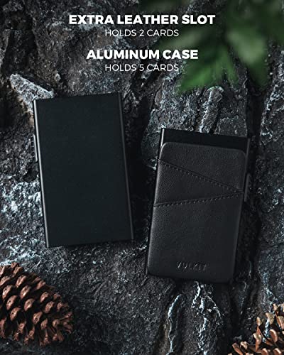Vulkit Pop Up Wallet Credit Card Holder With Extra Leather Slots Rfid Blocking Slim Metal Card Case For Men Or Women(Black) #TOP2