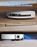 ECOVACS DEEBOT T50 PRO OMNI Gen3 Saugroboter mit Wischfunktion, 25.000 Pa, AIVI 3D 3.0, autom. Zugabe v. Reinigungslösung, Reinigung des Mopps bei 75°C, Heißlufttrocknung, ultraflache 81 mm, Glanzweiß – Ansicht 4