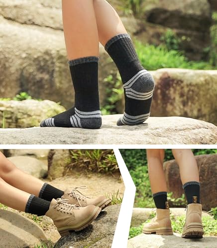 SDBING Kids Merino Wool Hiking Socks Boys Girls Toddlers Thick Cushion Winter Warm Crew Gift Socks 6 Pairs4