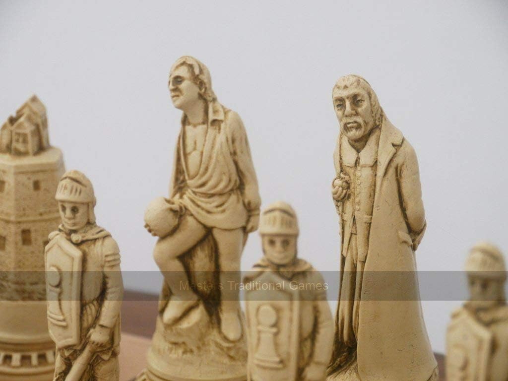 Berkeley Shakespeare Ornamental Chess Set (Cream and red, Board not Included)