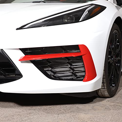 Sekhyna Front Bumper Fog Light Lamp Cover Trim Abs 4Pcs Compatible With Corvette C8 Stingray Z51 2020-2023 (Not Suitable For Z06) Front Bumper Air Intake Grille Cover Trim (Sports Red) #TOP1