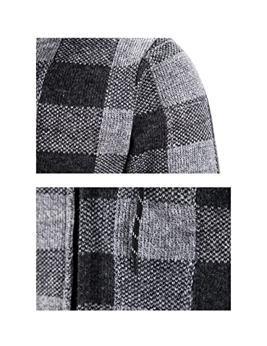 Image of Kinkia Men's Zip Up Hoodies Casual Long Sleeve Full Zipper Sherpa Fleece Lined Knit Cardigan Sweater Jacket with Pockets
