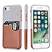 Lopie [Sea Island Cotton Series] Slim Card Case Compatible for iPhone 7 and iPhone 8, Fabric Protection Cover with Leather Card Holder Slot Design, Light Brown
