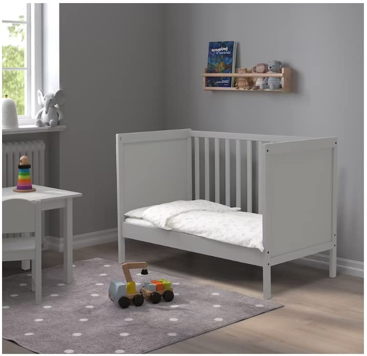 IKEA - SUNDVIK (Grey) Baby Cot, Baby Crib, Crib Frame, Infant Crib