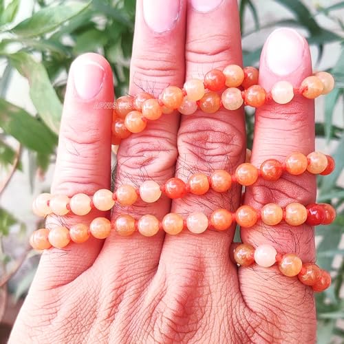 Image of Apnisanskriti Premium Red Aventurine Stone Mala for Men and Women (6mm, AAA Quality, Lab Certified, 108+1) - Natural Stone Beads Mala - Pack of 1