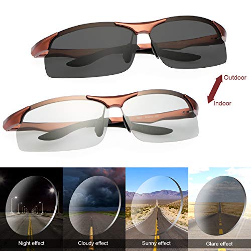 Image of MIRYEA Polarized Photochromic Driving z87 Sunglasses for Men Day Night Safety Glasses