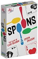 PlayMonster Spoons Card Game - Fast-Paced Family Fun for 3-5 Players Ages 7+, Includes Spoons & Deck in Red, Yellow, Green, Blue