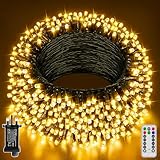 Hopexy Fairy Lights Outdoor, 20m 200 LEDs Waterproof Fairy Lights Plug in, Warm White String Lights Mains Powered/Remote/8 Modes/Timer/Indoor/Outside Lights for Garden Party Decorations