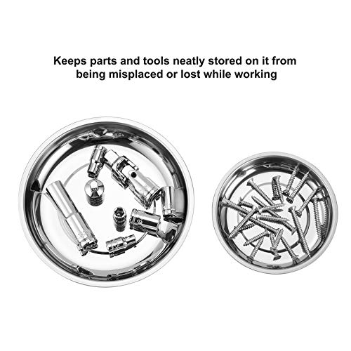 CASOMAN 3-Piece Round Magnetic Trays Set, 3 4 6, Stainless Steel Magnetic Parts Tray Set, Magnetic Tray Holder, For Socket Screw, Nuts, Bolts, Metal Parts, Strong and Durable.