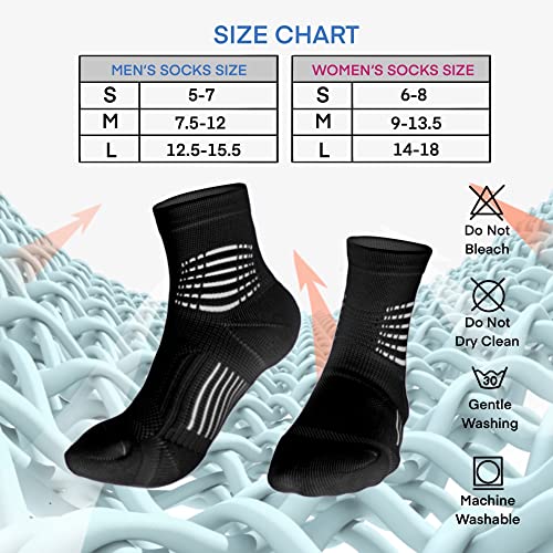 Jdq 3 Pairs Low Cut Compression Socks For Women And Men Marathon Tennis Basketball Running Ankle Athletic Socks 15-20Mmhg & 20-30Mmhg Best Support For Nursing Travel(Medium,Black) #TOP1