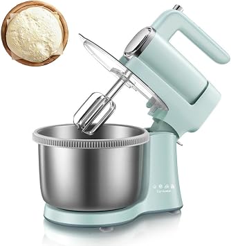 Cake Mixer with Bowl and Stand, 300W Food Mixer, 9 Speed Cake Stand Mixer, 4L Large Capacity Stand Mixer with 2 x Whisk Beater and 2 x Dough Hooks, Stand Mixer for Kitchen Baking, Salad, Cake