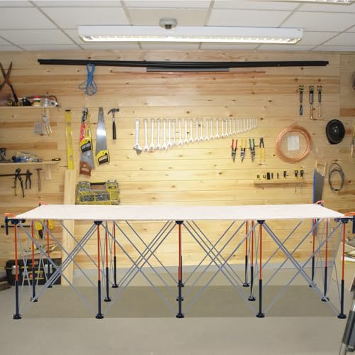 Image of VEVOR Portable Folding Workstand, 8.02 x 4.12 ft Collapsible Workbench, 6000 lbs Weight Capacity, No Assembly Foldable Work Stand with Storage Bag, Table Top NOT Included, for Garage Workshop Outdoor