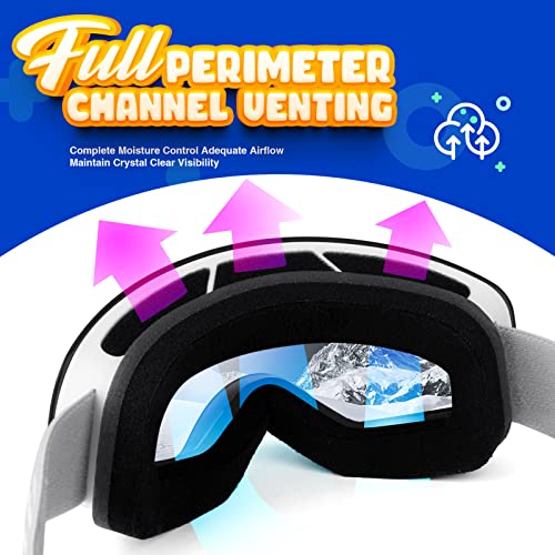 Easyoung Kids Ski Goggles, Kids Snowboard Goggles For Boys Girls Age 3-14, Kids Snowboarding Goggles #TOP4