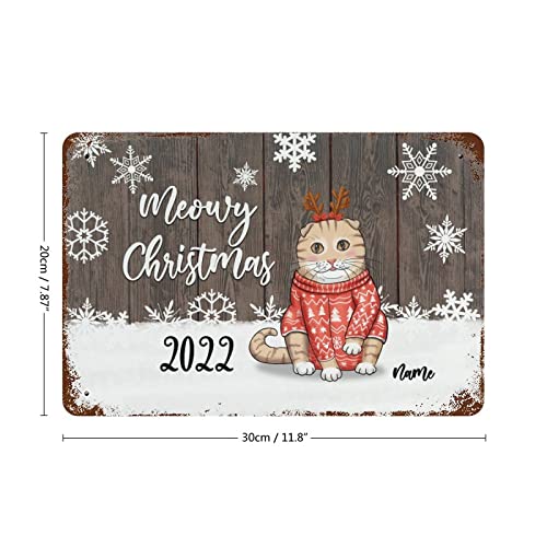 Meowy Christmas Cat Aluminum Sign Custom Cat Breed Plaque Tin Sign Personalized Metal Sign Retro Wall Decor For Home Gate Garden Bars Restaurants Cafes Office Store Pubs Club Sign Gift 8"X12" #TOP1