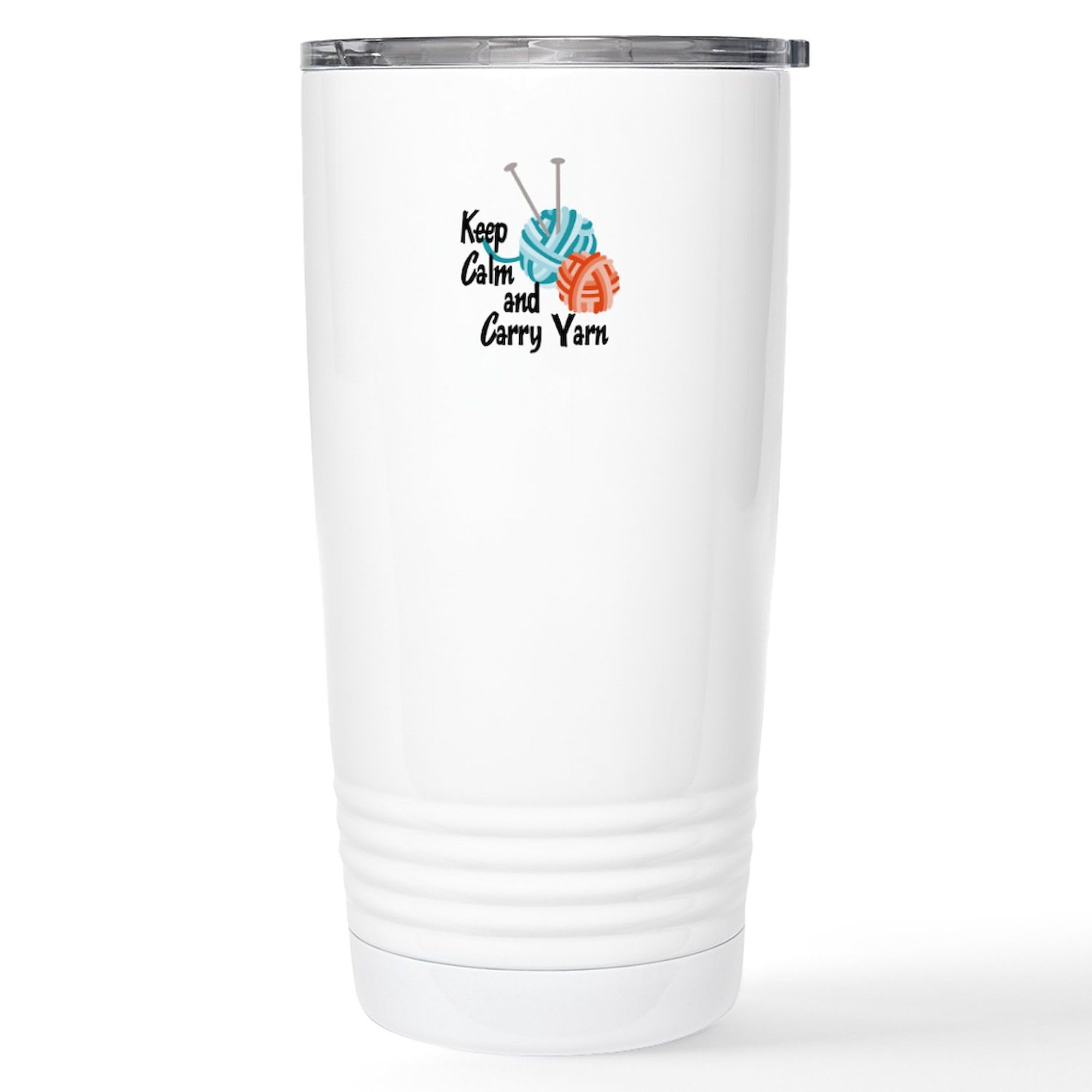 CafePress KEEP CALM AND CARRY YARN Travel Mug 20 oz. Insulated Stainless Steel Coffee Tumbler