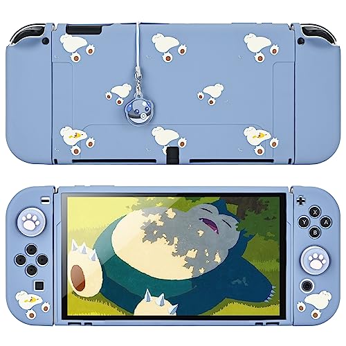 Coque Switch OLED DLseego mince anti-rayures avec grip de joystick et breloque elfe