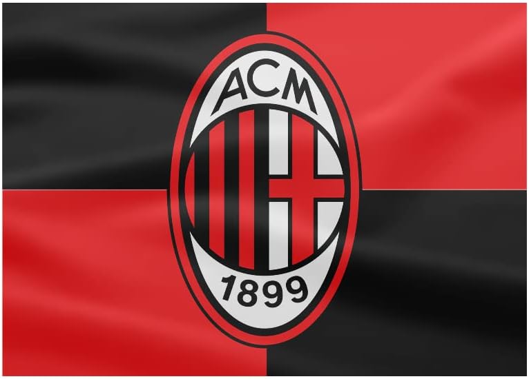 AC Milan Flag Large Checkered Graphic and Logo, 100 x 140 cm, Red/Black, Polyester, One size