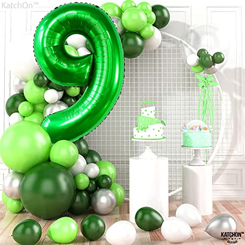 Image of KatchOn Dark Green Number 9 Balloon 40 Inch, Foil 9 Birthday Balloon | 9th Birthday Decorations, 9th Anniversary Decoration, Green Party Decoration