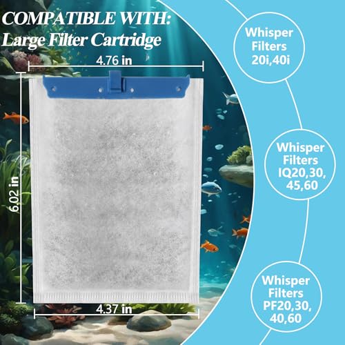 Image of 6 Pack Large Filter Cartridges Compatible with Tetra Whisper Bio-bag Filter: Large Aquarium Filter Cartridge Compatible with Tetra Whisper Filter 20i /40i IQ20 /30 /45 /60 PF20 /30 /40 /60 & ReptoFilter