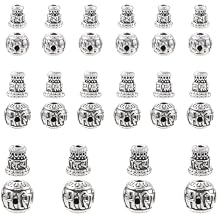 Craftdady Tibetan Silver Guru Beads 3-Ways Buddha Mala Prayer Beads Cap for Necklace Jewelry Making